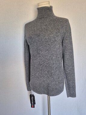 NWT Chanyarn 100% Superfine Merino Wool Turtleneck Sweater Grey